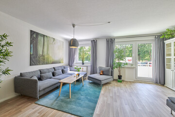 Wohnzimmer einer Muster-Wohnung in Chemnitz