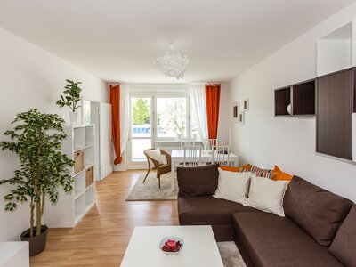 Wohnzimmer einer Wohnung in Vitus Rostock Blockmacherring