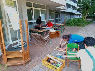 Outdoor-Wohnzimmer-Werkstatt in Grohner Düne