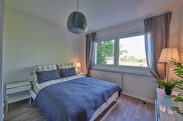 Schlafzimmer einer Muster-Wohnung in Chemnitz
