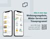 Werbung für die GCP-App mit zwei Smartphones, die die App-Oberfläche zeigen, und einem QR-Code zum Download